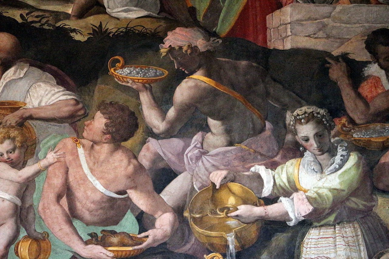 83-Le storie di Mosé. La caduta della manna - Refettorio di Santa Maria Novella, Firenze - dettaglio
